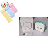 Portable mini thermal printer with pastel printer paper rolls and USB charging cable