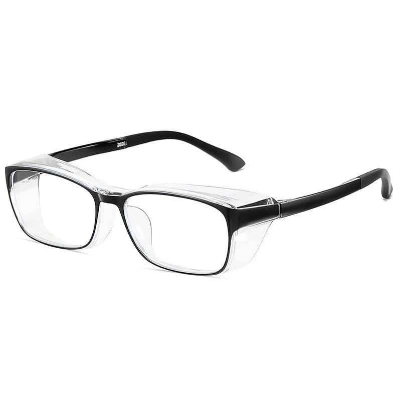Rectangular clear eyeglasses with black top frame, modern streetwear accessory