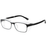 Rectangular clear eyeglasses with black top frame, modern streetwear accessory
