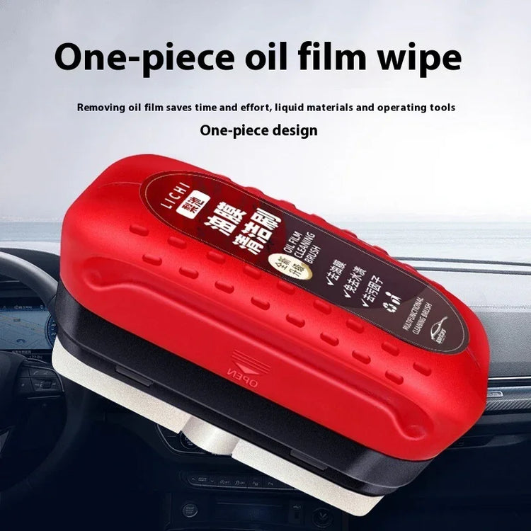 Red one-piece oil film wipe cleaning tool for car windshields, ergonomic plastic design