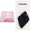 Pink quilted silicone mats with bubble texture, black storage pouch, 170x130mm dimensions shown