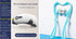 Modern white eye massager with black accents and a blue neck roller massager, both on display.