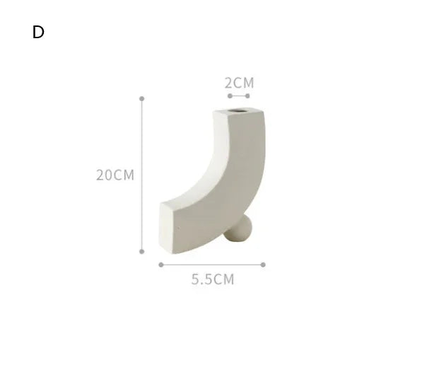 Modern white ceramic vase with curved design, matte finish, 20cm tall, minimal decor