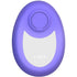 Oval-shaped purple and white tech accessory with smooth plastic finish and circular button