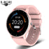 Lige Smartwatch pink touchscreen fitness watch with silicone strap and health tracking features