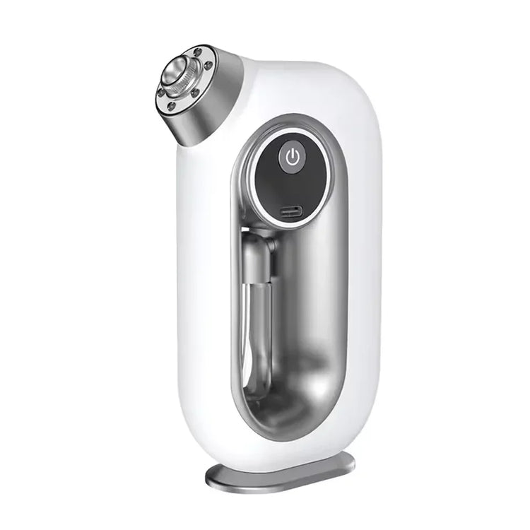 White and silver electronic skincare device with a sleek, modern design and power button
