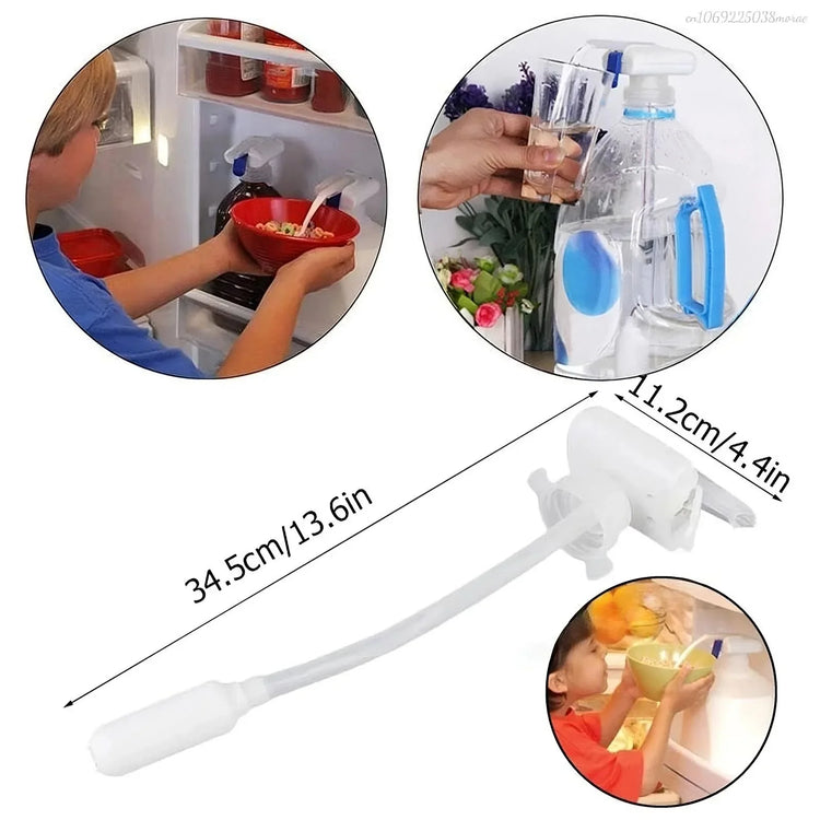White plastic beverage dispenser pump for water or milk jugs, easy-use kitchen accessory.