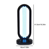 Modern black oval UV lamp with blue light, 41.5cm tall, 18cm wide, tech accessory
