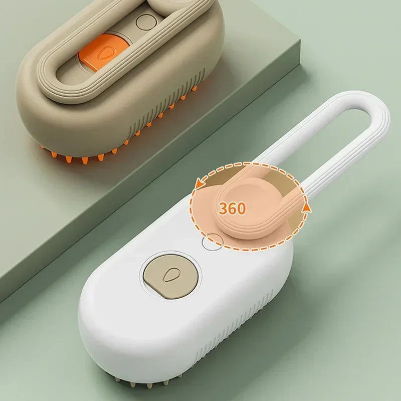 Beige and white silicone handheld scrub brushes with ergonomic design and 360-degree handle.