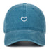 Retro small love embroidered blue cotton soft peaked cap with adjustable dome crown