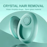 Mint green crystal hair removal tool with water droplet shape and smooth nano glass surface
