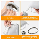 Gray portable funnel with handle, detachable stopper, and eco-friendly material, easy to clean.