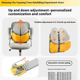 Ergonomic office chair with grey mesh back, yellow adjustable lumbar and seat support, torsion spring design.