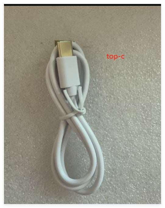 White USB Type-C charging cable with straight fit on textured surface