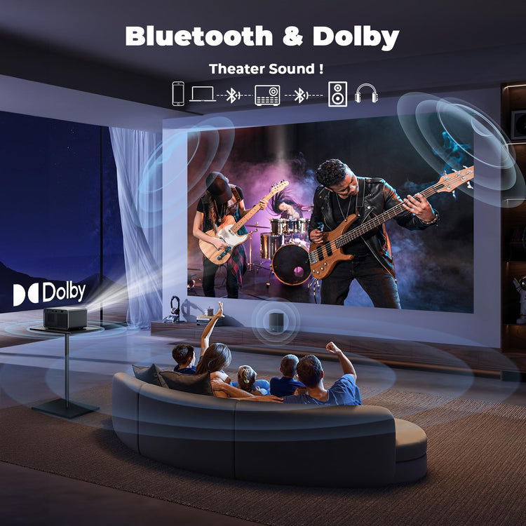 Lisowod L03Pro mini-projector with WiFi and Bluetooth streaming Dolby theater sound and 1080P smart portable home cinema system