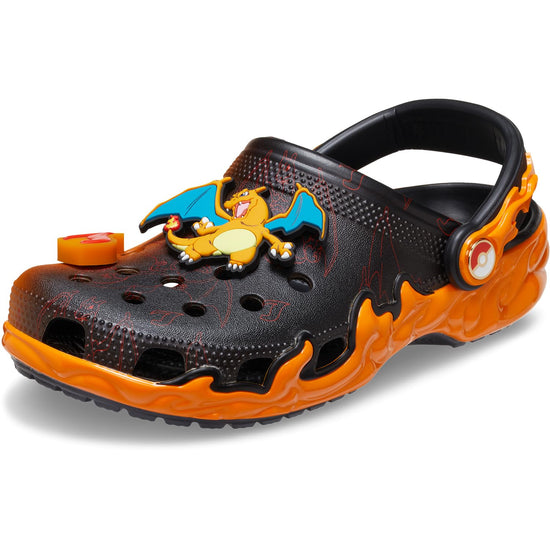 Crocs Unisex-Adult Classic Pokemon Clog in Charizard design with black and orange flames