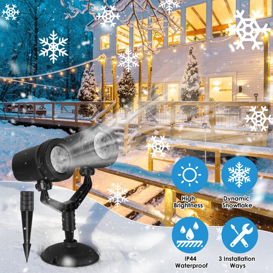 Christmas Snowflake Projector Light - Dual Head LED Outdoor Decoration