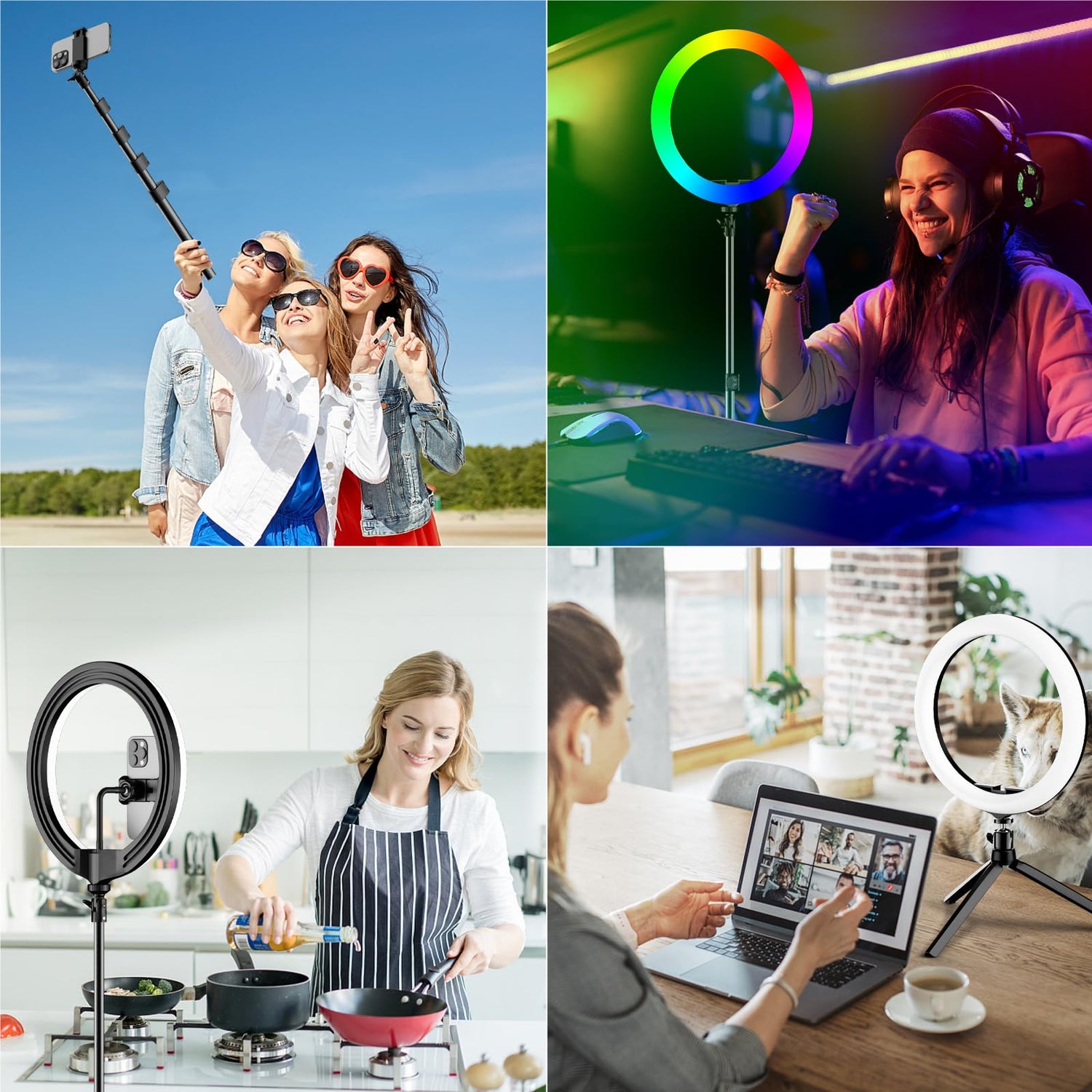 12-inch selfie ring light with extendable tripod stand for makeup, streaming, and video calls