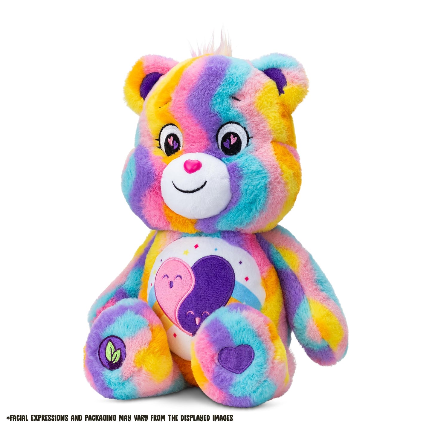 Care Bears 14" Friends Forever Bear Plushie - Tie-Dye Multicolored Made from Recycled Materials! Soft and Huggable! – Good for Girls and Boys,Collectors,Ages 4+