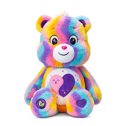 Care Bears 14" Friends Forever Bear Plushie - Tie-Dye Multicolored Made from Recycled Materials! Soft and Huggable! – Good for Girls and Boys,Collectors,Ages 4+