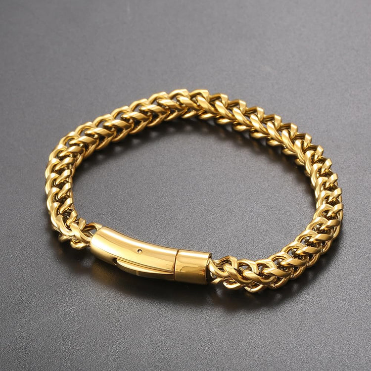 18K pure gold bracelet with simple buckle design for men and women, stylish and luxurious gift option