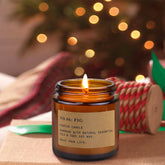 Feibao 8 Pack Amber Jar Scented Soy Wax Candle Fig fragrance burning with cozy background lights