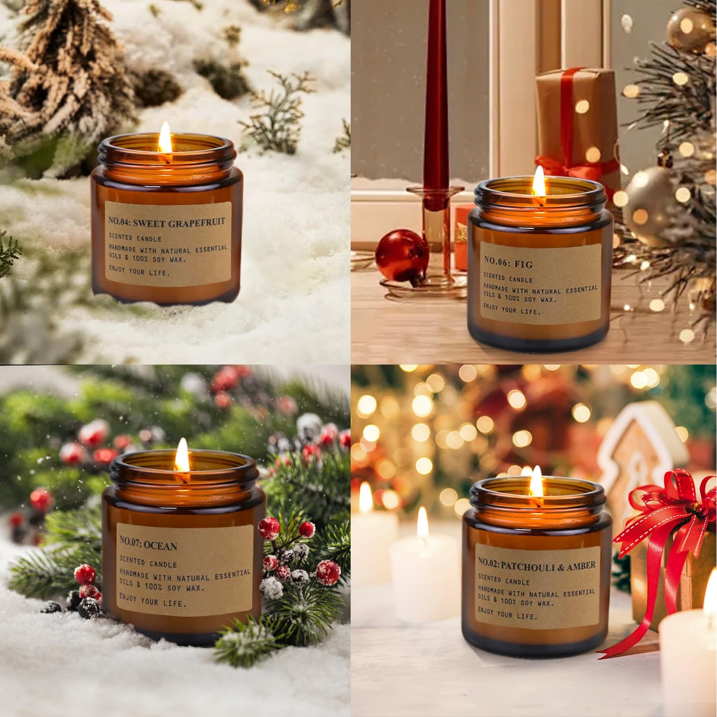 Feibao 8 Pack Candles for Home Scented, Aromatherapy Jar Candle Gifts for Women, Natural Soy Wax Amber Candle Set, Scented Candles Set for Birthday Valentine Mother's Christmas Day Present