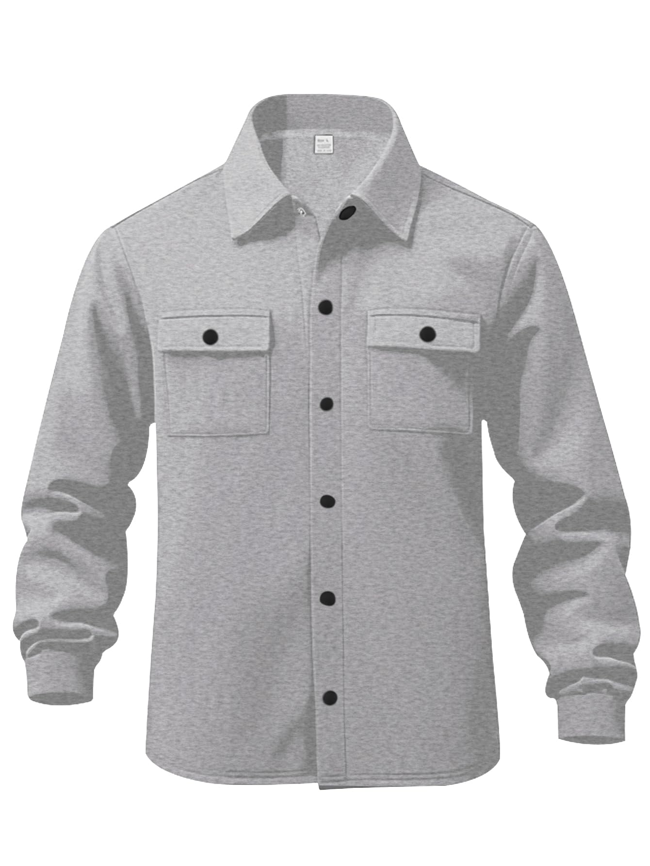 Riskrole Men's Fleece Cargo Jacket Tracksuit Set 2 Pieces Solid Color Long Sleeve Button up Jacket and Cargo Pants Set