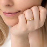 Amberta Solid Italian 14K yellow gold wedding band 2mm on woman&