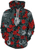 Hwycomfort men’s 3D Printed Street Graffiti Hoodie red rose & hand design