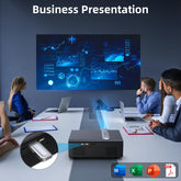 Netflix Licensed Smart Projector FUDONI 4K WiFi 6 Bluetooth auto keystone electric focus black model GC888 in business meeting room