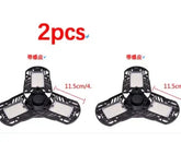 Set of two black foldable LED ceiling lights with three adjustable panels, 11.5 cm each.
