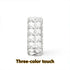 Crystal textured cylindrical lamp with geometric surface and three-color touch control