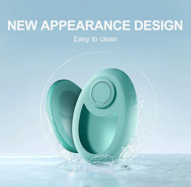 Oval teal silicone accessory with smooth surface, ergonomic design, and easy-to-clean material