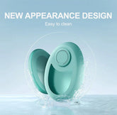 Oval teal silicone accessory with smooth surface, ergonomic design, and easy-to-clean material