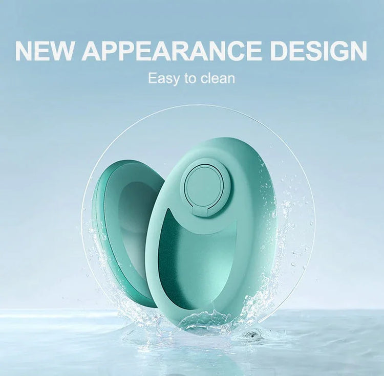 Oval teal silicone accessory with smooth surface, ergonomic design, and easy-to-clean material