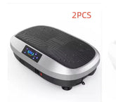 Black and silver vibration plate exercise machine with digital display, two-piece set