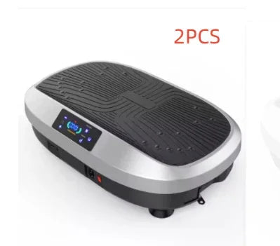 Black and silver vibration plate exercise machine with digital display, two-piece set