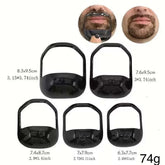 Set of black beard shaping guides in various sizes for precise facial hair grooming