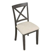 Modern wooden chair with dark gray frame and light upholstered cushion seat