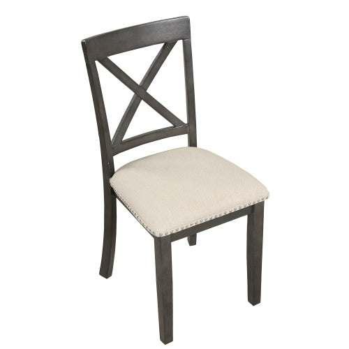 Modern wooden chair with dark gray frame and light upholstered cushion seat