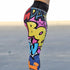 High-waisted leggings with colorful graffiti print, slim fit, stretch material