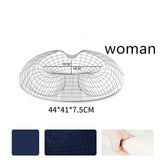 Ergonomic cushion in navy blue, soft memory foam, contoured for women, 44x41x7.5cm