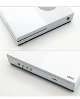 White tech device with sleek design, perforated surface, and multiple rear input ports