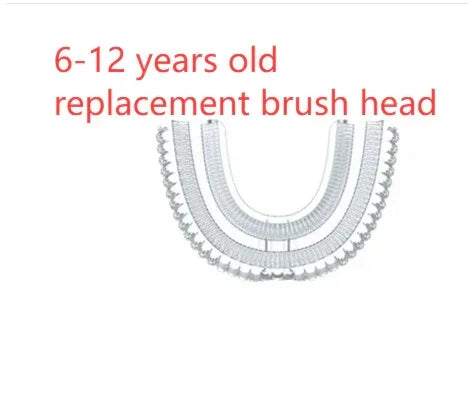 Clear silicone U-shaped brush head for kids, replacement toothbrush head, curved design