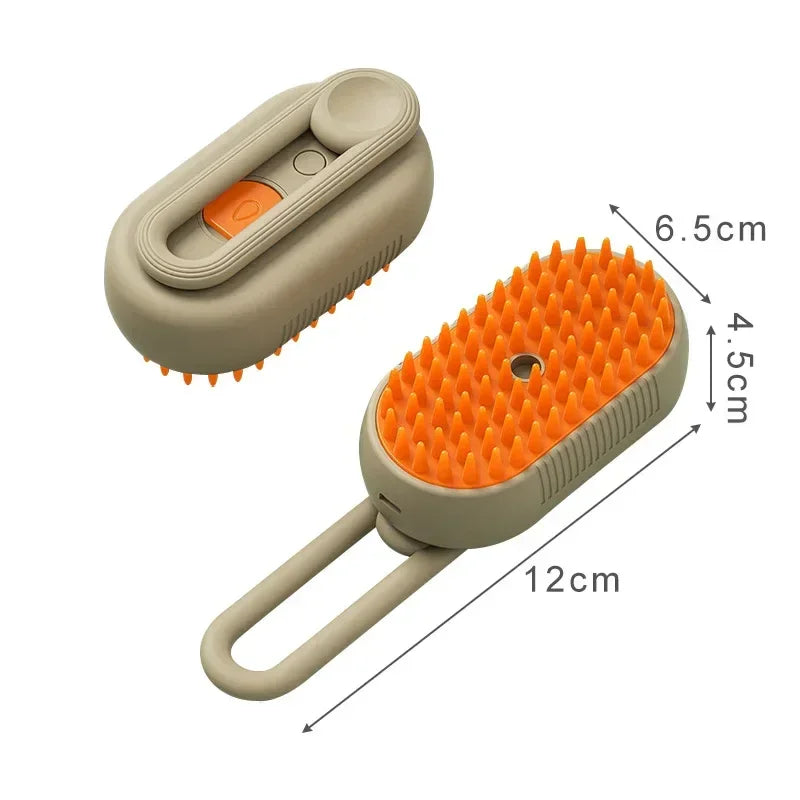 Compact silicone scrub brush in beige and orange with ergonomic handle and soft bristles