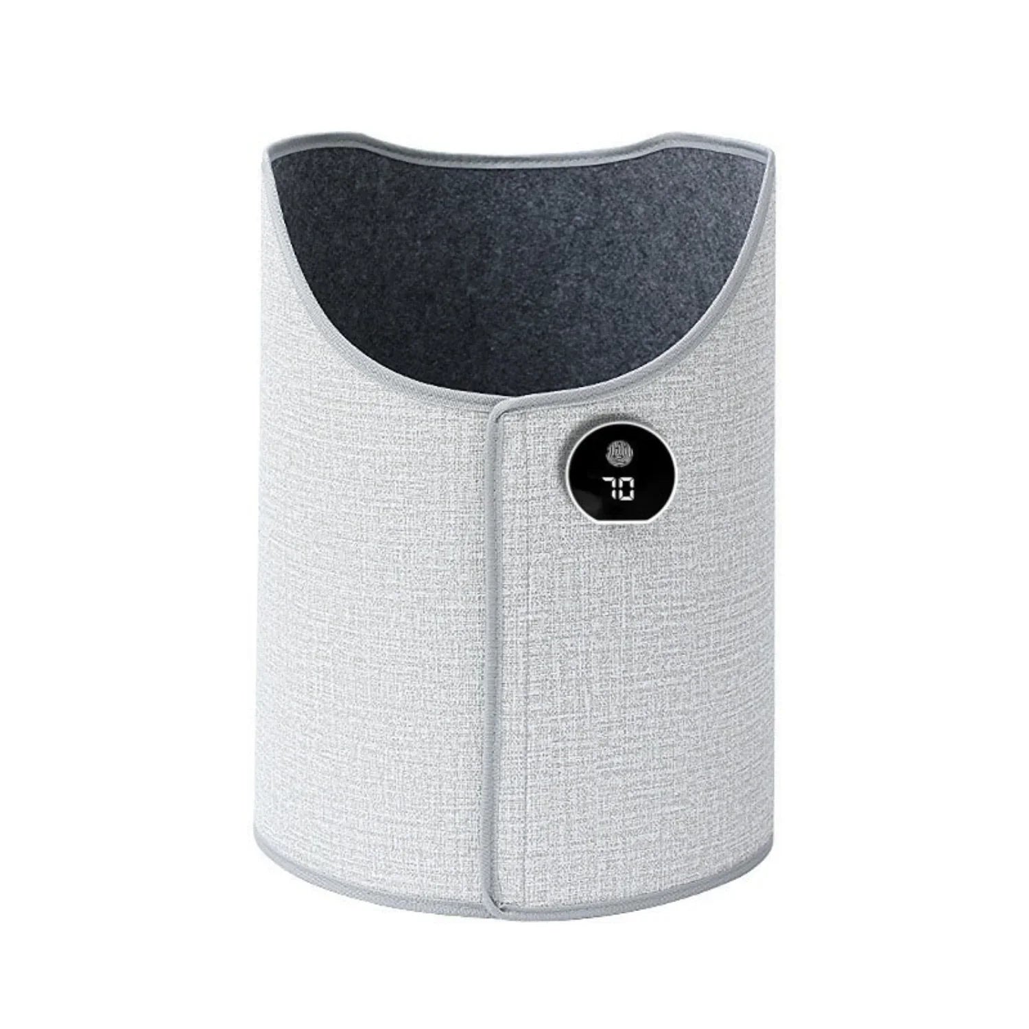 Light grey, modern fabric wearable wrap with digital display, soft material, loose fit