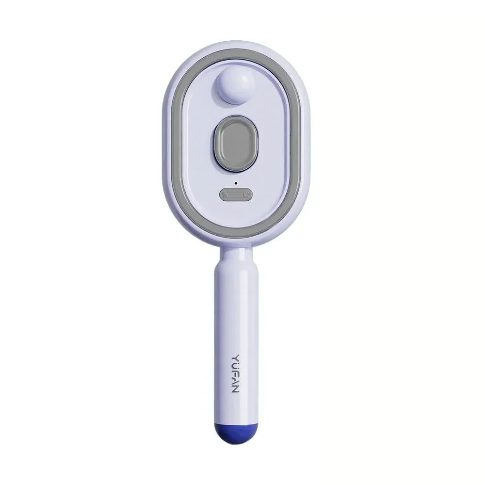 White and gray electronic handheld device with button controls and ergonomic handle