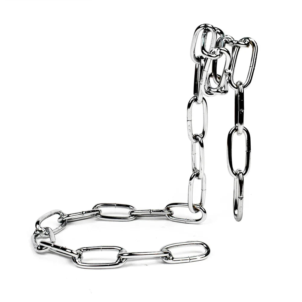 Chunky silver metal chain with large oval links, industrial streetwear accessory