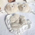 White faux fur teddy bear lingerie set with plush detailing, soft and playful design